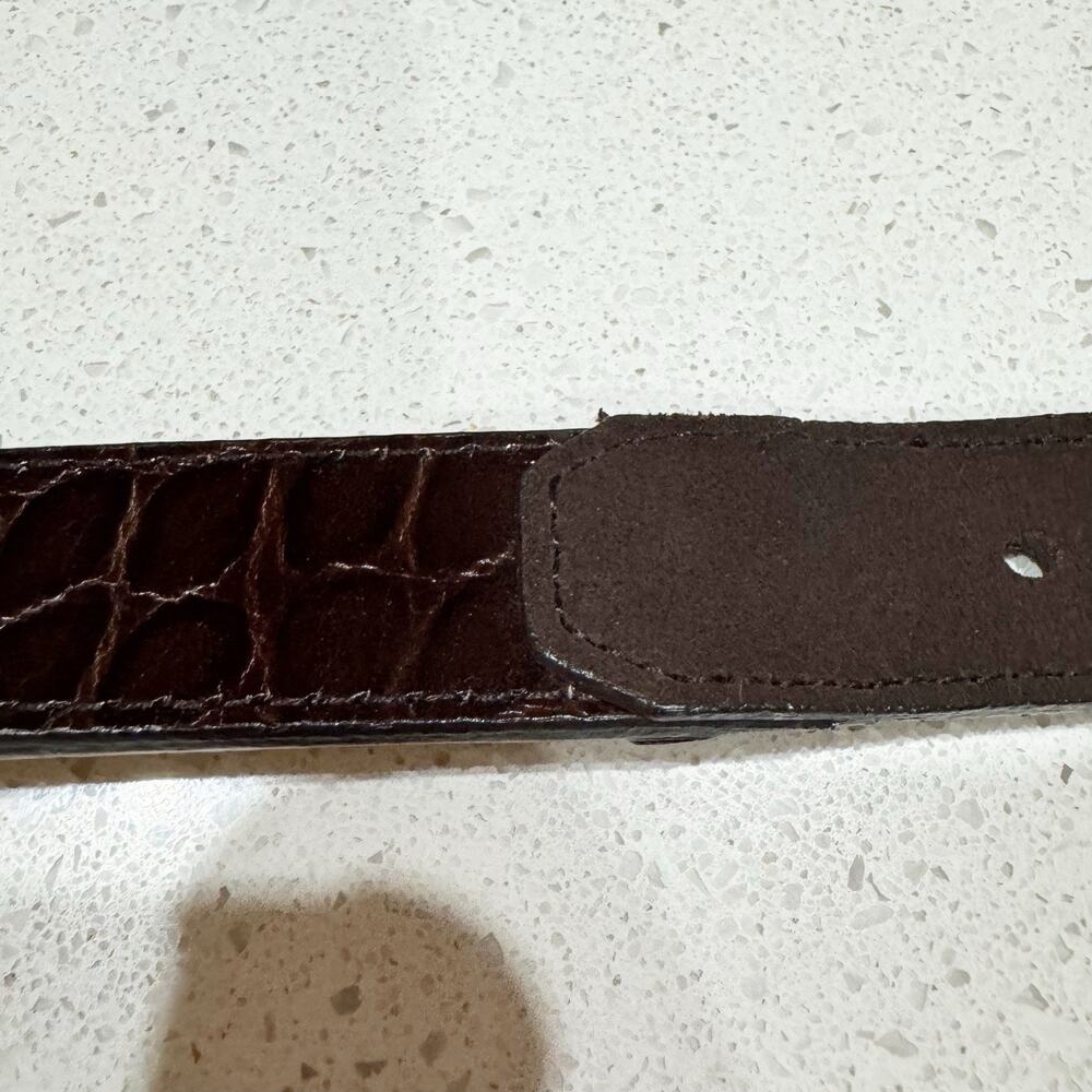 Calvin Klein Women Small Brown Leather Animal Print Embossed Belt Thin - Picture 4 of 6